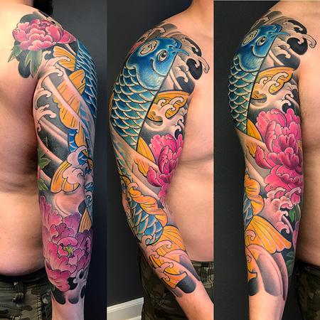 Tattoos - Blue Koi SleeveCover Up. - 130362